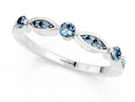 Alternating Marquise and Round Aquamarine Milgrain Band in Silver with Bezel Setting_1