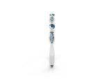 Alternating Marquise and Round Aquamarine Milgrain Band in Silver with Bezel Setting_2