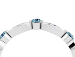 Alternating Marquise and Round Aquamarine Milgrain Band in Silver with Bezel Setting_4
