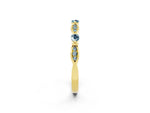 Alternating Marquise and Round Aquamarine Milgrain Band in Yellow gold with Bezel Setting_2