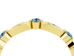 Alternating Marquise and Round Aquamarine Milgrain Band in Yellow gold with Bezel Setting_4