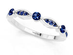 Alternating Marquise and Round Blue Sapphire Milgrain Band in Platinum with Bezel Setting_1