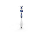 Alternating Marquise and Round Blue Sapphire Milgrain Band in Platinum with Bezel Setting_2