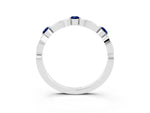 Alternating Marquise and Round Blue Sapphire Milgrain Band in Platinum with Bezel Setting_3