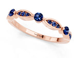Alternating Marquise and Round Blue Sapphire Milgrain Band in Rose gold with Bezel Setting_1