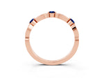 Alternating Marquise and Round Blue Sapphire Milgrain Band in Rose gold with Bezel Setting_3