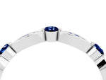 Alternating Marquise and Round Blue Sapphire Milgrain Band in Silver with Bezel Setting_4