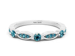 Alternating Marquise and Round Blue Topaz Milgrain Band in Silver with Bezel Setting