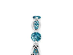 Alternating Marquise and Round Blue Topaz Milgrain Band in White gold with Bezel Setting_5