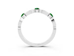 Alternating Marquise and Round Emerald Milgrain Band in Platinum with Bezel Setting_3