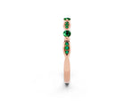 Alternating Marquise and Round Emerald Milgrain Band in Rose gold with Bezel Setting_2