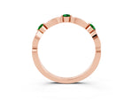 Alternating Marquise and Round Emerald Milgrain Band in Rose gold with Bezel Setting_3