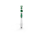 Alternating Marquise and Round Emerald Milgrain Band in White gold with Bezel Setting_2