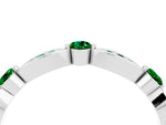Alternating Marquise and Round Emerald Milgrain Band in White gold with Bezel Setting_4