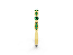 Alternating Marquise and Round Emerald Milgrain Band in Yellow gold with Bezel Setting_2