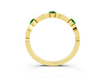 Alternating Marquise and Round Emerald Milgrain Band in Yellow gold with Bezel Setting_3