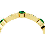 Alternating Marquise and Round Emerald Milgrain Band in Yellow gold with Bezel Setting_4