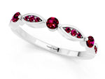 Alternating Marquise and Round Garnet Milgrain Band in Platinum with Bezel Setting_1
