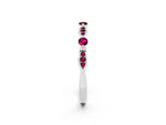 Alternating Marquise and Round Garnet Milgrain Band in Platinum with Bezel Setting_2