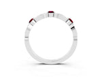 Alternating Marquise and Round Garnet Milgrain Band in Platinum with Bezel Setting_3