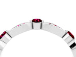 Alternating Marquise and Round Garnet Milgrain Band in Silver with Bezel Setting_4