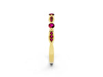 Alternating Marquise and Round Garnet Milgrain Band in Yellow gold with Bezel Setting_2