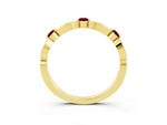 Alternating Marquise and Round Garnet Milgrain Band in Yellow gold with Bezel Setting_3