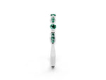 Alternating Marquise and Round Green Sapphire Milgrain Band in Platinum with Bezel Setting_2
