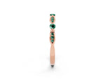 Alternating Marquise and Round Green Sapphire Milgrain Band in Rose gold with Bezel Setting_2