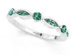 Alternating Marquise and Round Green Sapphire Milgrain Band in Silver with Bezel Setting_1