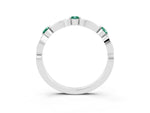 Alternating Marquise and Round Green Sapphire Milgrain Band in Silver with Bezel Setting_3