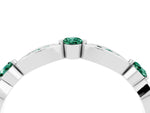 Alternating Marquise and Round Green Sapphire Milgrain Band in Silver with Bezel Setting_4