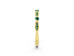 Alternating Marquise and Round Green Sapphire Milgrain Band in Yellow gold with Bezel Setting_2