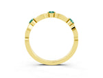 Alternating Marquise and Round Green Sapphire Milgrain Band in Yellow gold with Bezel Setting_3