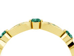 Alternating Marquise and Round Green Sapphire Milgrain Band in Yellow gold with Bezel Setting_4
