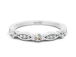 Alternating Marquise and Round Moissanite Milgrain Band in Platinum with Bezel Setting