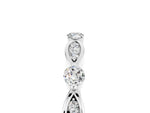 Alternating Marquise and Round Moissanite Milgrain Band in Silver with Bezel Setting_5