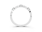 Alternating Marquise and Round Moissanite Milgrain Band in White gold with Bezel Setting_3