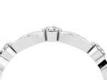 Alternating Marquise and Round Moissanite Milgrain Band in White gold with Bezel Setting_4