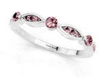 Alternating Marquise and Round Morganite Milgrain Band in Platinum with Bezel Setting_1