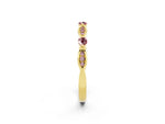 Alternating Marquise and Round Morganite Milgrain Band in Yellow gold with Bezel Setting_2