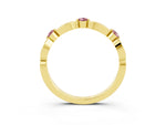 Alternating Marquise and Round Morganite Milgrain Band in Yellow gold with Bezel Setting_3
