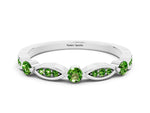 Alternating Marquise and Round Peridot Milgrain Band in Platinum with Bezel Setting