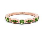 Alternating Marquise and Round Peridot Milgrain Band in Rose gold with Bezel Setting