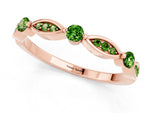Alternating Marquise and Round Peridot Milgrain Band in Rose gold with Bezel Setting_1