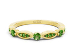 Alternating Marquise and Round Peridot Milgrain Band in Yellow gold with Bezel Setting