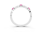Alternating Marquise and Round Pink Sapphire Milgrain Band in Platinum with Bezel Setting_3