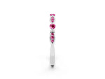 Alternating Marquise and Round Pink Sapphire Milgrain Band in Silver with Bezel Setting_2
