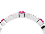 Alternating Marquise and Round Pink Sapphire Milgrain Band in Silver with Bezel Setting_4