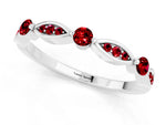 Alternating Marquise and Round Ruby Milgrain Band in Platinum with Bezel Setting_1